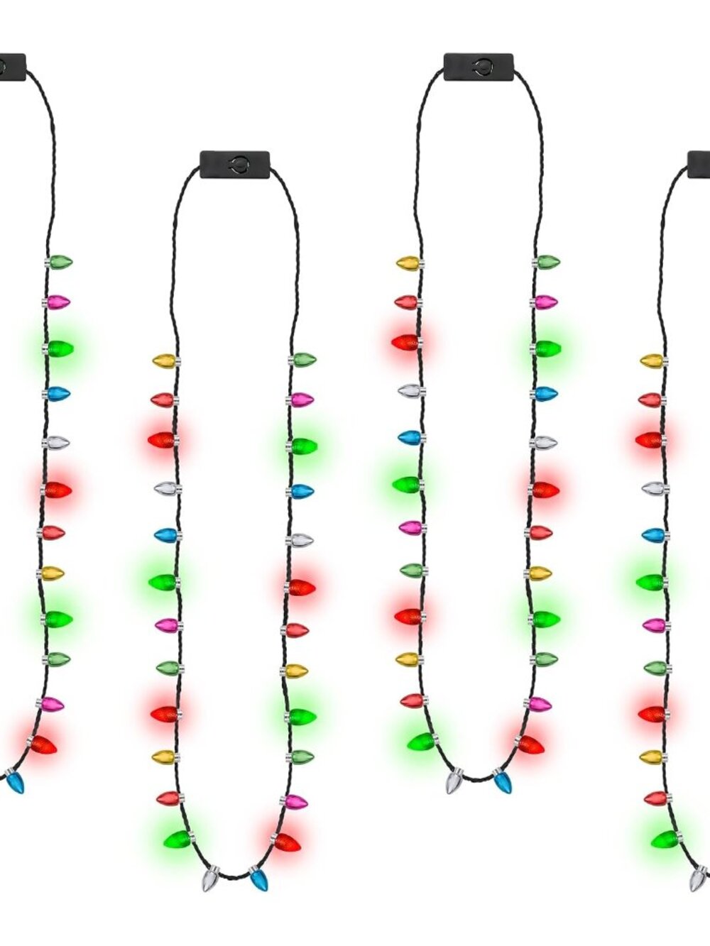 4PCS Christmas Necklaces, Light Bulb Necklaces Xmas Party Favors
